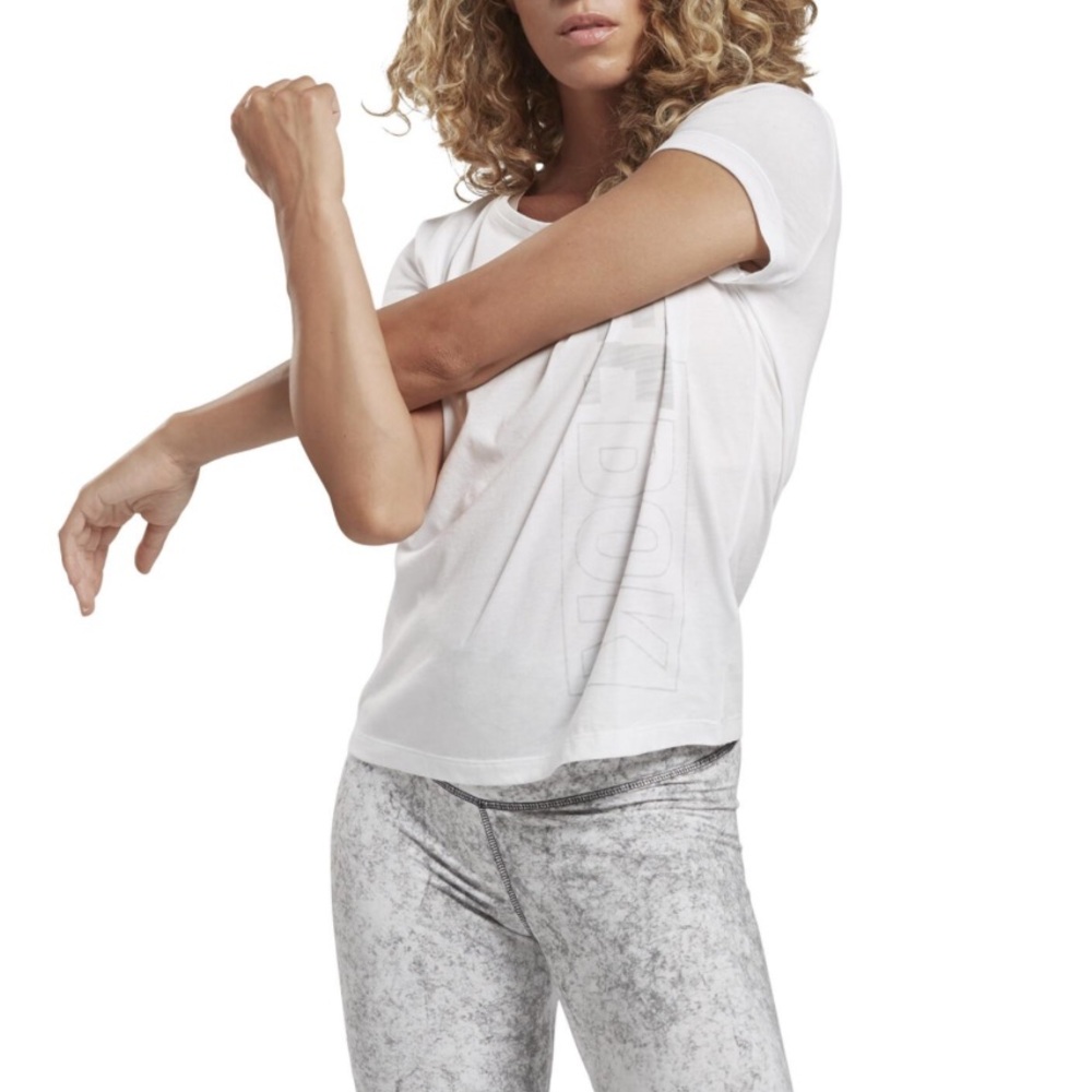 Reebok white moisture-wicking t-shirt